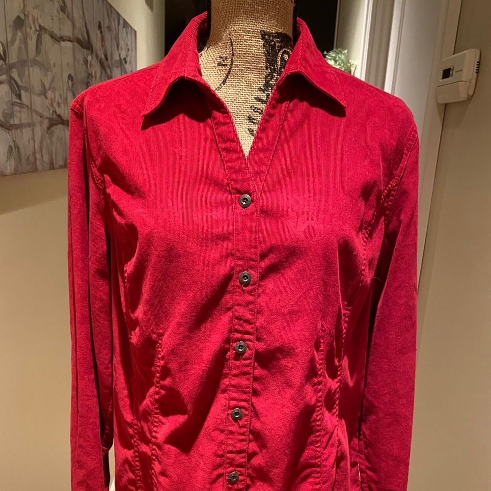 Textured Red Coldwater Creek Blouse